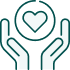 Care hands with a heart icon